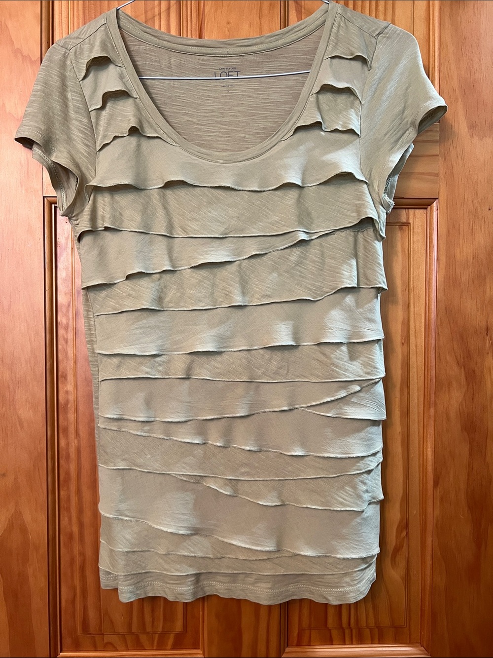 Sage/Light green tiered ruffles, Short Sleeve Tee, so cute